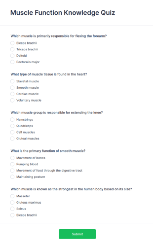 Muscle Function Knowledge Quiz Form Template