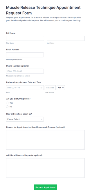 Muscle Release Technique Appointment Request Form Template