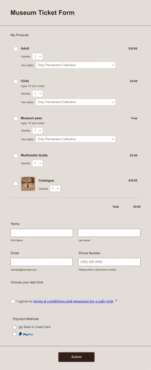 Museum Ticket Form Template