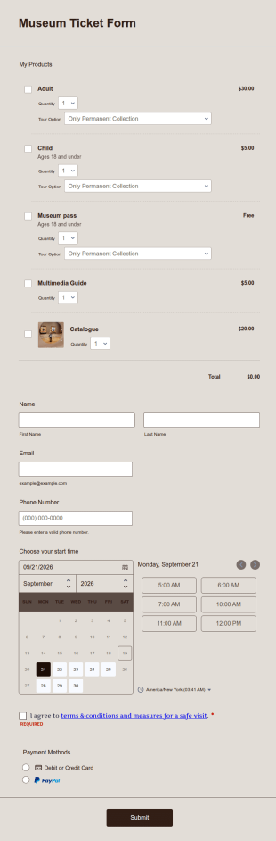 Museum Ticket Form Template