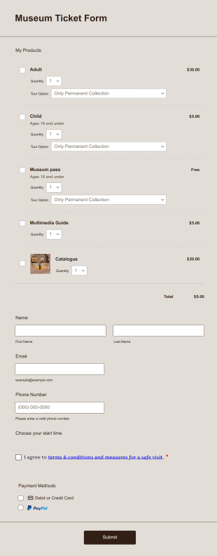 Museum Ticket Form Template