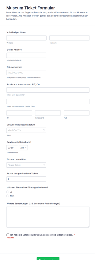 Museum Ticket Formular
