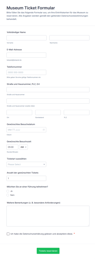 Museum Ticket Formular