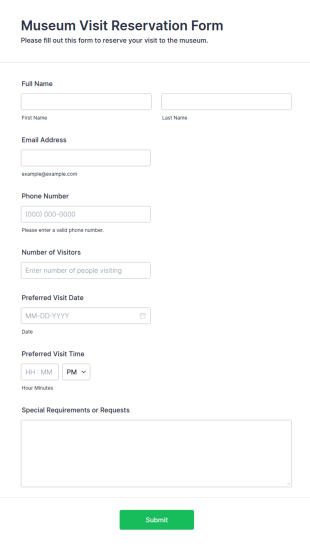 Museum Visit Reservation Form Template