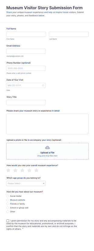 Museum Visitor Story Submission Form Template