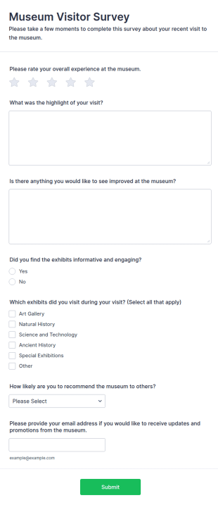 Museum Visitor Survey Form Template