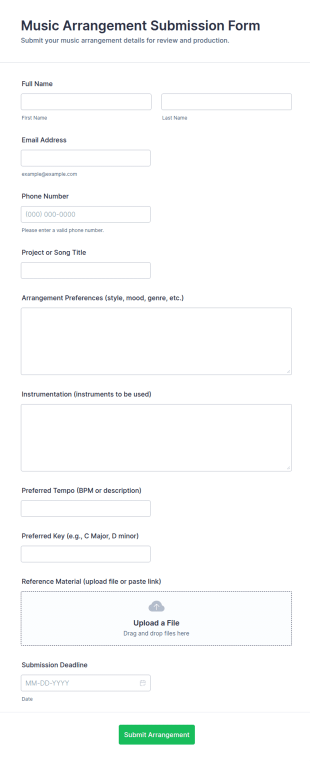 Music Arrangement Submission Form Template