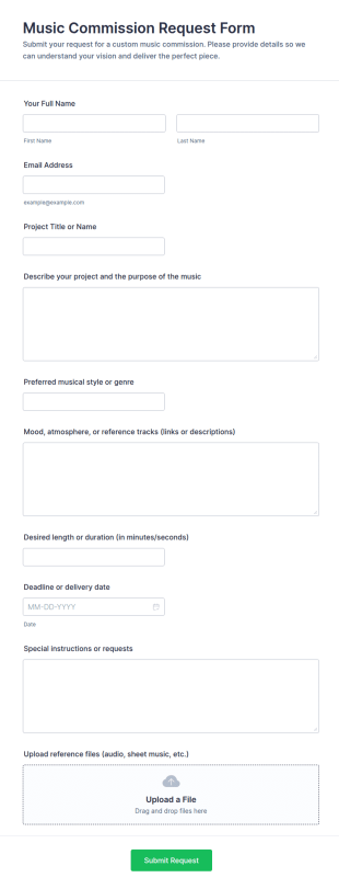 Music Commission Request Form Template