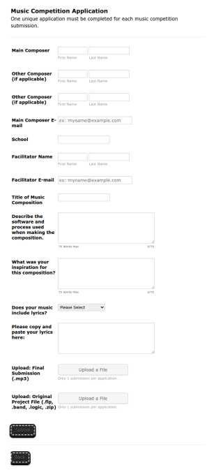 Music Competition Application Form Template