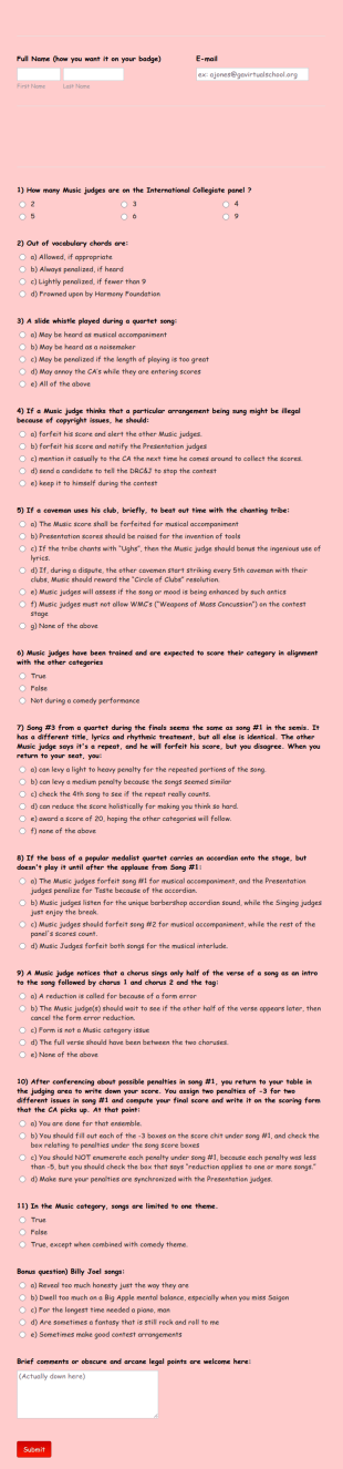 Music Evaluation Form Template
