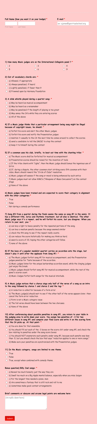 Music Evaluation Form Template