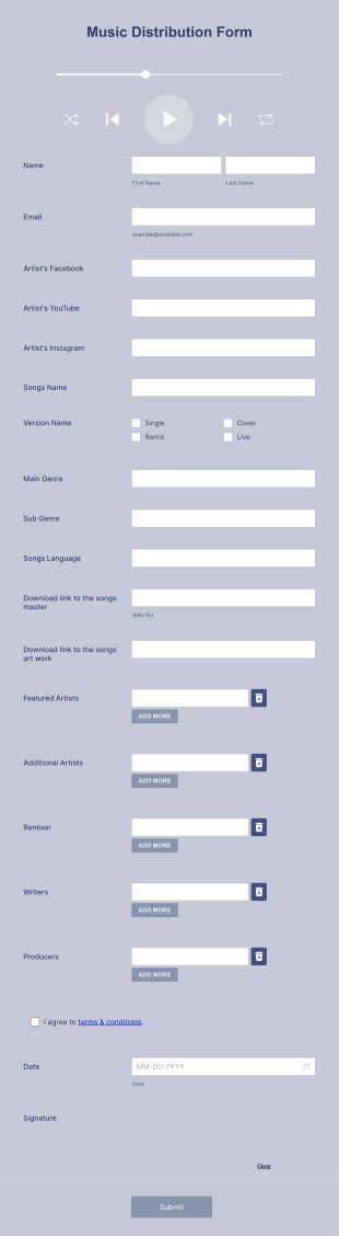 Music Distribution Form Template