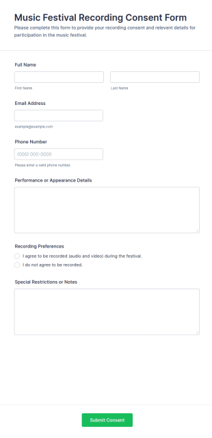 Music Festival Recording Consent Form Template