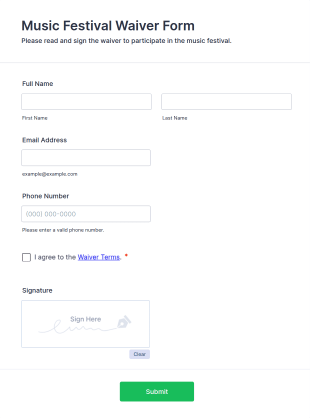 Music Festival Waiver Form Template