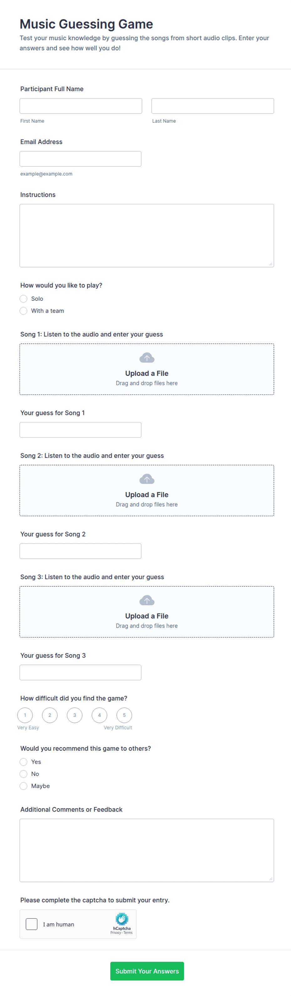 Guessing Competition Form Music Guessing Game Form Template | Jotform