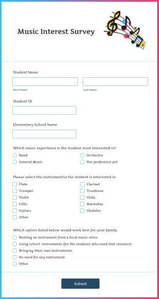 Music Interest Survey Form Template