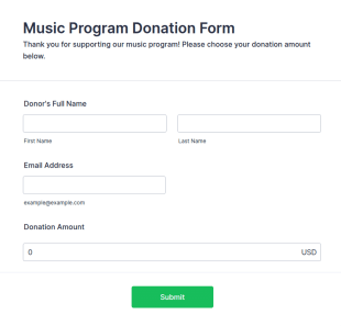 Music Program Donation Form Template