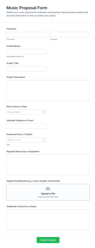 Music Proposal Form Template