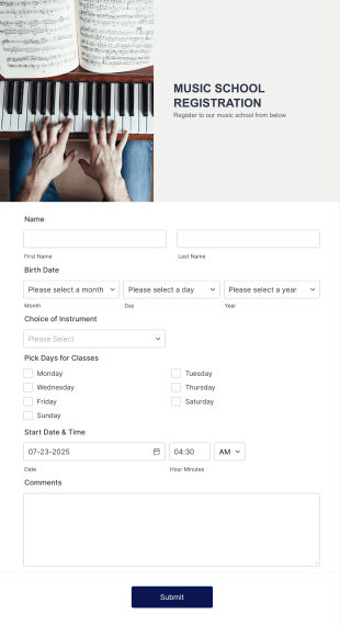 presentation handout template Music School Registration Form Template