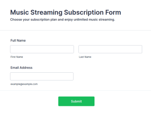 Music Streaming Subscription Form Template