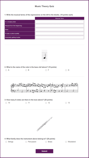 Music Theory Quiz Form Template