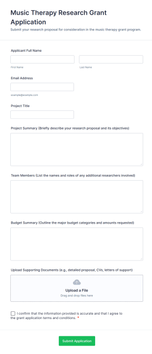 Music Therapy Research Grant Application Form Template