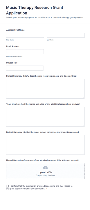 Music Therapy Research Grant Application Form Template