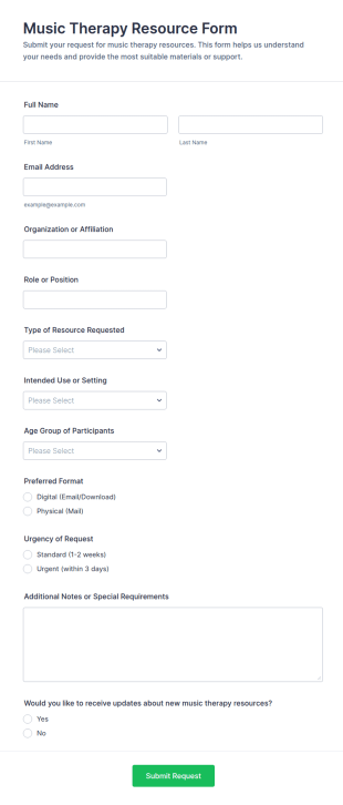 Music Therapy Resource Form Template