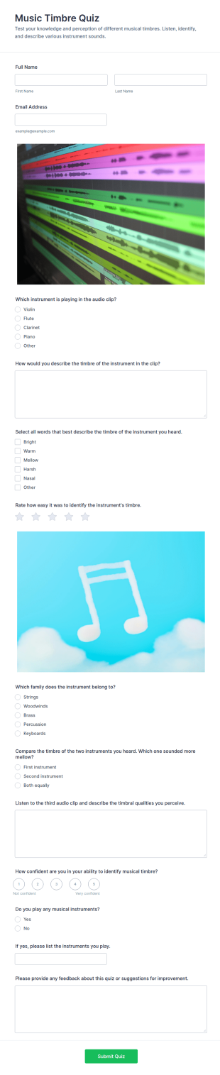 Music Timbre Quiz Form Template
