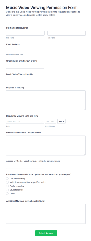 Music Video Viewing Permission Form Template