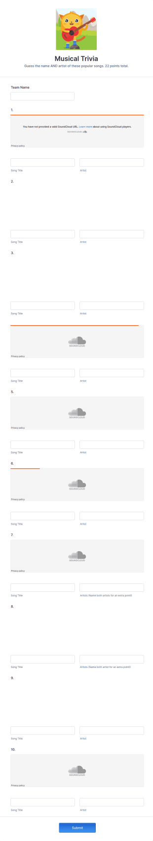 Musical Trivia Template