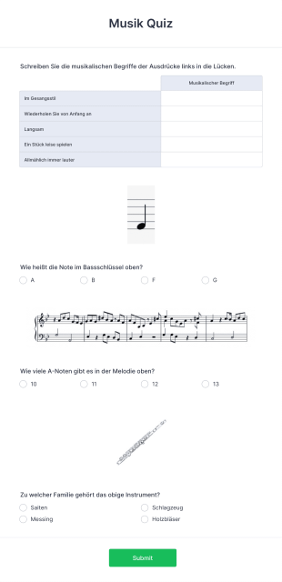 Musik Quiz Form Template