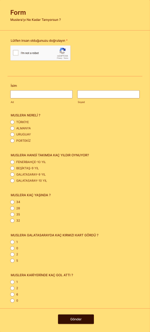 Muslerayı Ne Kadar Tanıyorsun ? Form Template