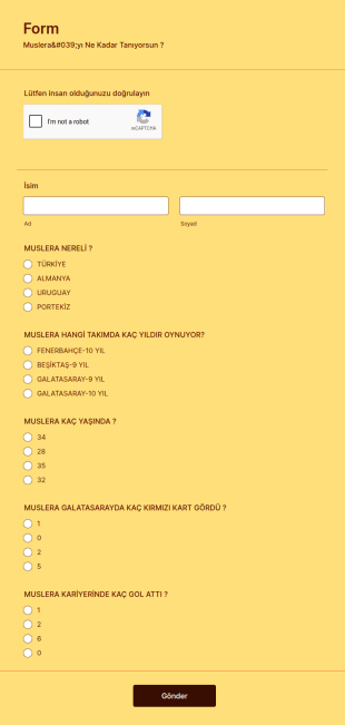 Muslerayı Ne Kadar Tanıyorsun ? Form Şablonu