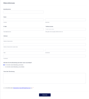 Widerrufsformular Form Template