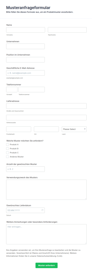 Musteranfrageformular