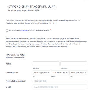 Musterformular Für Stipendienanträge