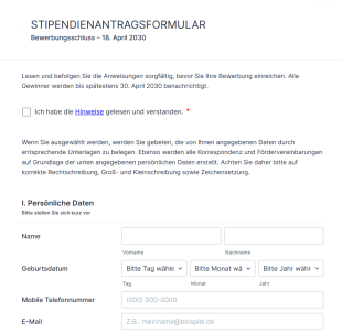 Musterformular Für Stipendienanträge Form Template