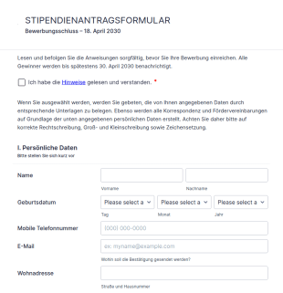Musterformular Für Stipendienanträge
