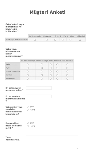 Musteri Anketi Form Şablonu