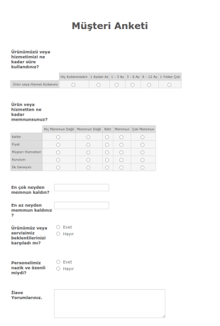 Musteri Anketi Form Şablonu