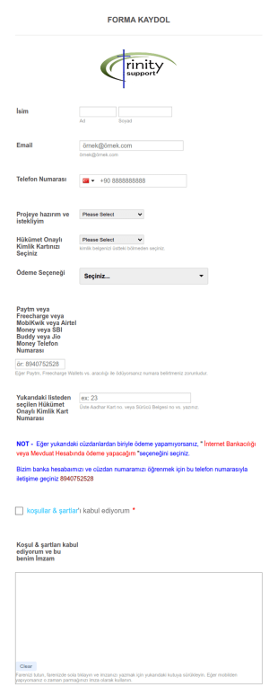 Müşteri Anlaşma Form Şablonu