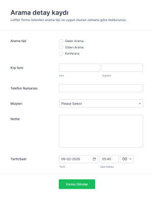 Müşteri Arama Kaydı Form Şablonu