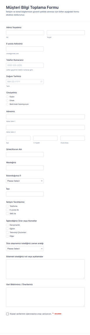 Müşteri Bilgi Toplama Form Şablonu
