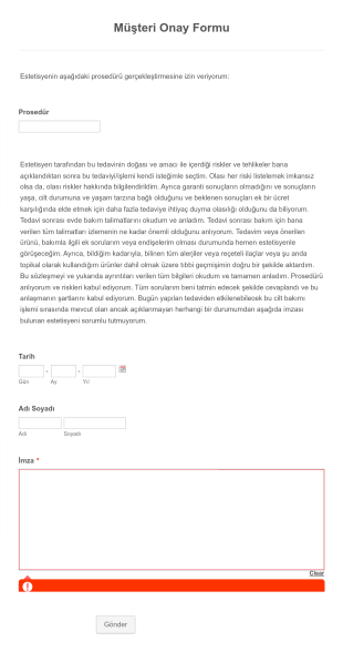 Müşteri Onay Form Şablonu