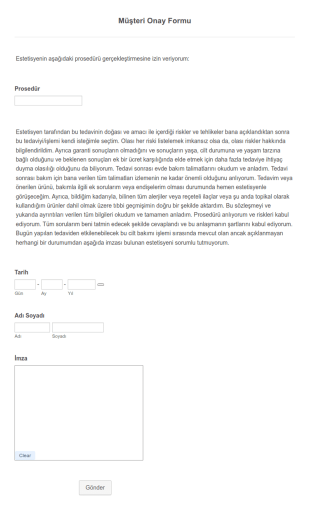 Müşteri Onay Form Şablonu