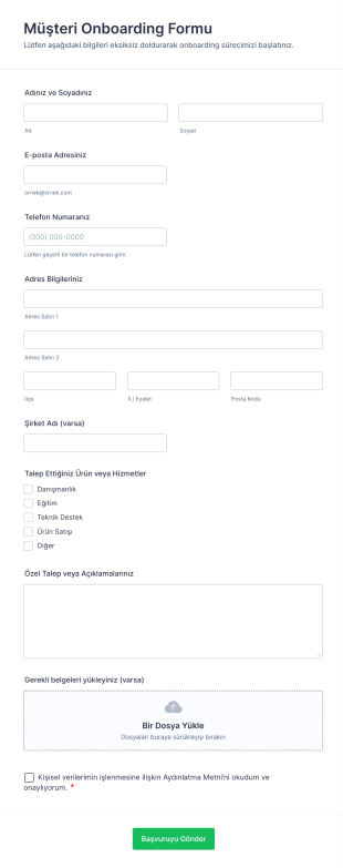 Müşteri Onboarding Form Template