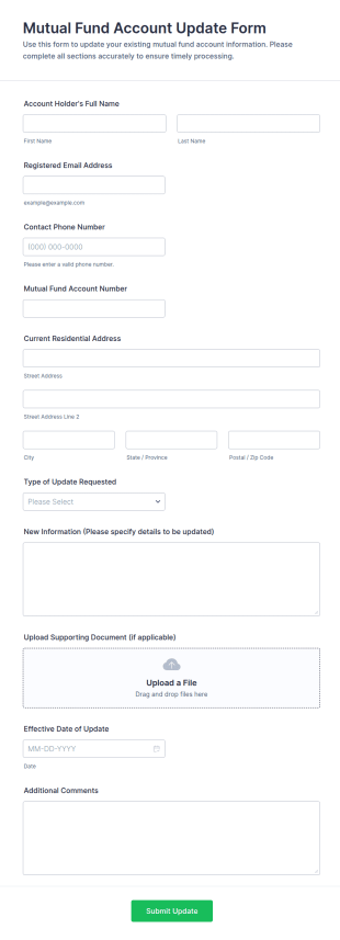 Mutual Fund Account Update Form Template