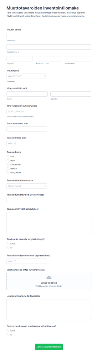 Muuttotavaroiden Inventaarioraportti