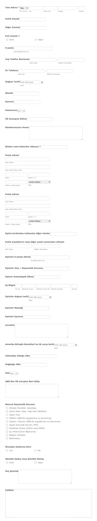Müvekkil Müşteri Kayıt Formu Form Template